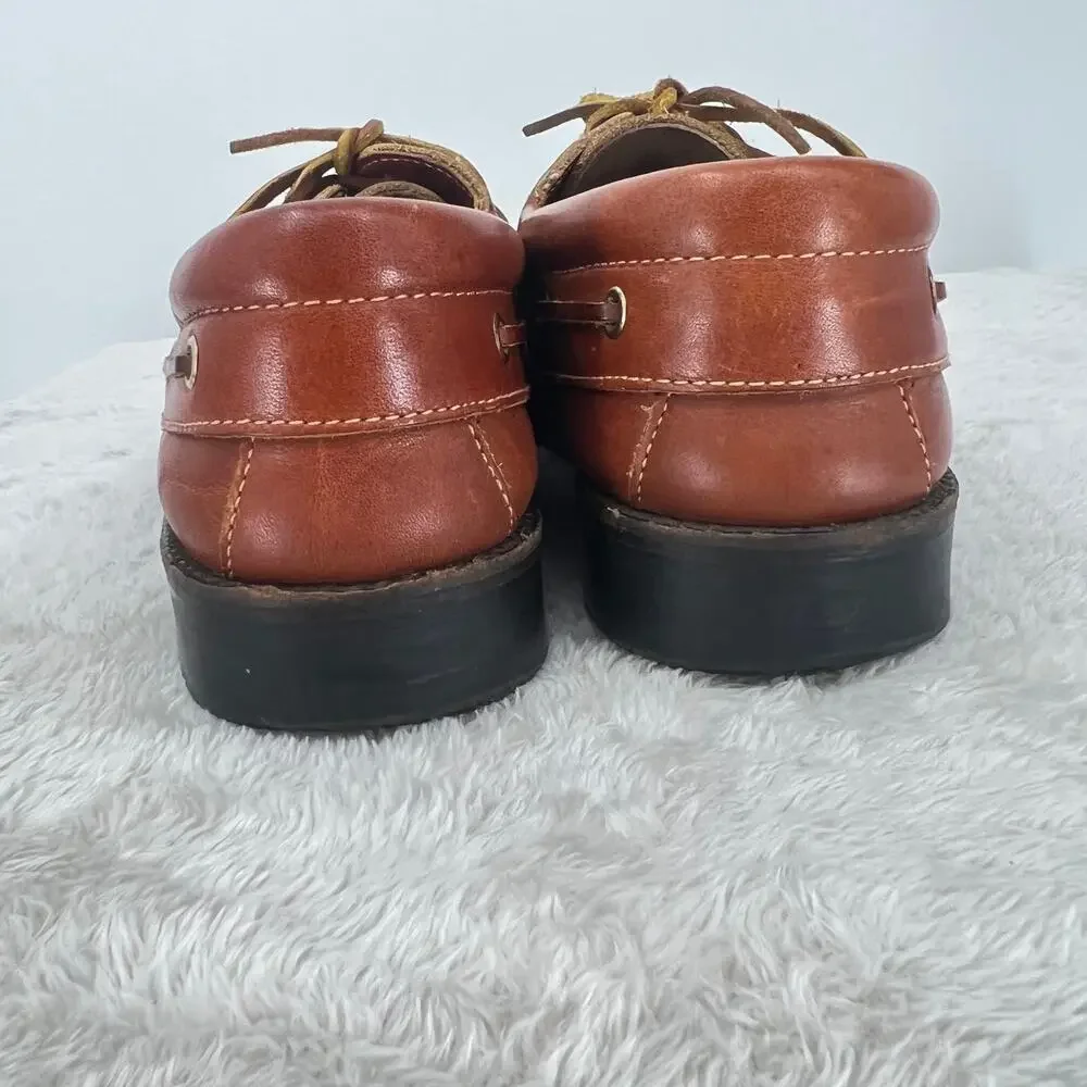 CAMEL BOOTS Brand Men's Classic Leather Boat Shoes 8.5  Chunky Sole  Old Money